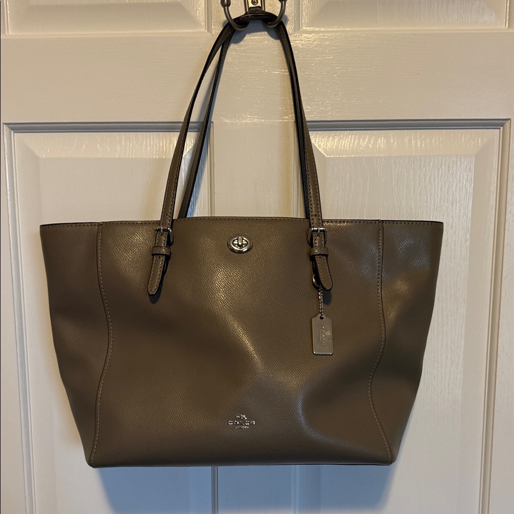 Coach Taupe Leather Tote Bag